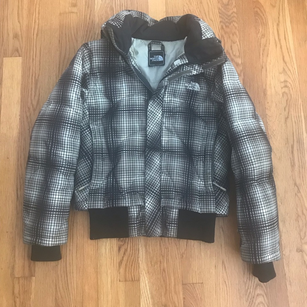 the north face plaid down puffer jacket